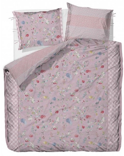 Pip Hummingbirds dekbedovertrek,kleur:lilac /lila bloemen percale,rose,wit,blauw