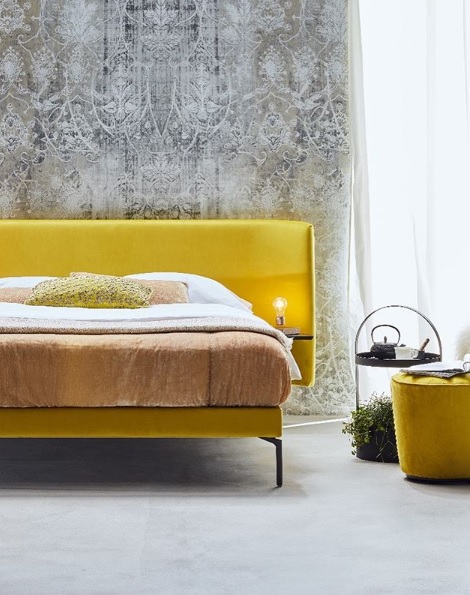 Boxspring Brace gebogen hoofdbord, lage boxspring, design Schramm