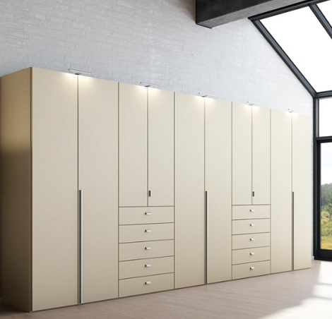 Hulsta draaideurkast met ladefront,design A, lak wit, greep 30