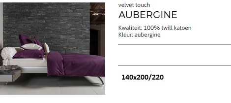 Overtrek Uni Twill,zacht katoen,aubergine,paars,velvet touch,140x200, HNL