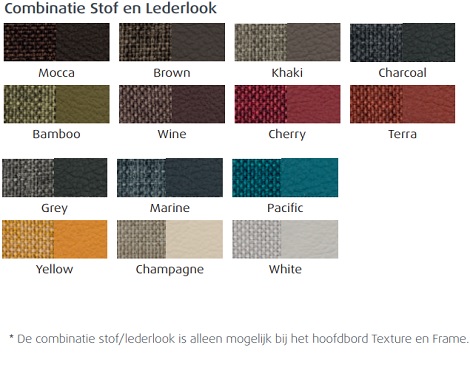 Relaxbed kies twee kleuren stof met lederlook , tempur design bij theo bot zwaag
