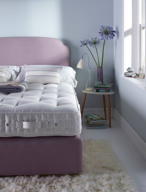  VISPRING boxspring hoofdbord Moncorvo,klassiek bed,stofkleur: oud-rose