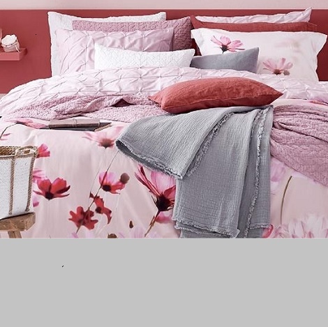 vandyck Genltly overtrek,bloemen, satijn powder,rose,sprei,plaid,steel grey,grijs,Pure 8, Pure 10 sepia pink,katoen