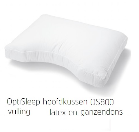 kussen OS800 latex met dons tijk, koel, ondersteuning, schoudercontour,kopen, smal, medium,firm