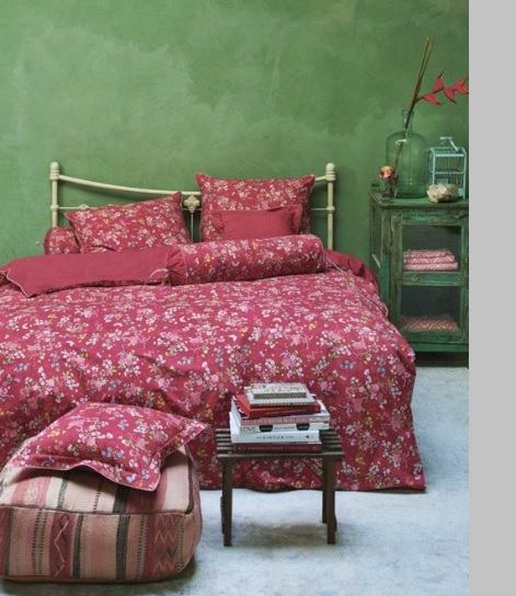 Overtrek Pip Chinese roos bouquet red, rood, eenpersoons