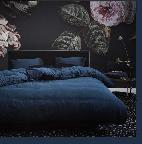 Dekbedovertrek katoensatijn Minte Navy, donkerblauw Essenza, online, kopen webshop