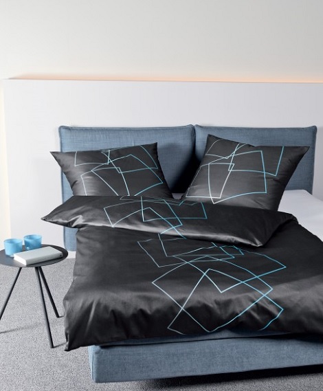 Janine satijn overtrek JD 87035/02 aqua/grafiet
