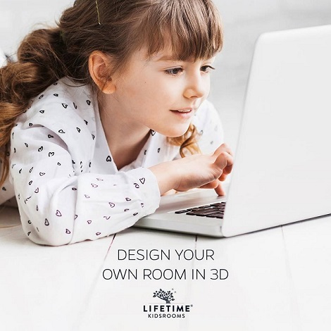 Online kinderkamer samenstellen, 2D en # D Lifetime kinderkamers, slaapkamer, kast, bed, halfhoogslaper