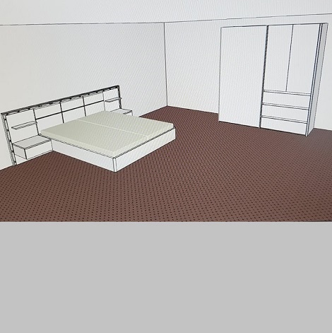 Bed en kast wit, levia, lanova, tweedeurs schuifkast, ladenblok