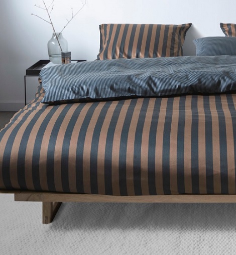Marc O'Polo dekbedovertrek Classic Stripe marine/earth brown litsjumaux