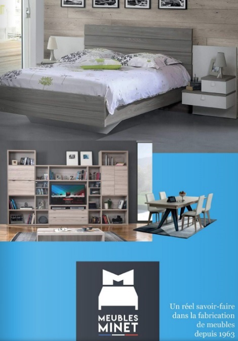 Bed van kersen hout, gelakt, franse kwaliteit Minet, folder