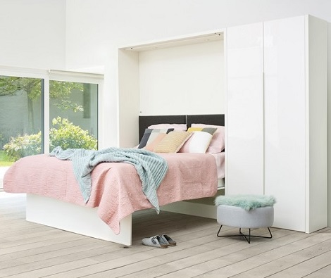 Opklapbed tweepersoonsbed wit, 90,140,160,180,cm breed lift ventura zonder zetel