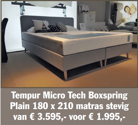 Tempur showroom opruiming boxspring 180x210,matras firm, micro-tech, grijs kopen