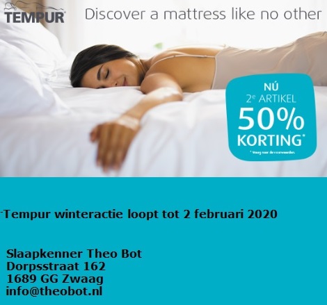 Tempuractie 2e matras 50 % korting tot 2 februari 2020 hoorn zwaag theo bot