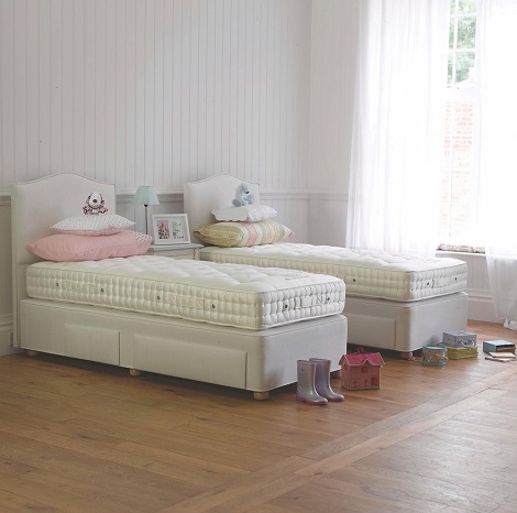 Eenpersoonsboxspring, puur natuur, Vispring, bedlade, tweelingbed, twee eenpersoons boxspring bedden kopen