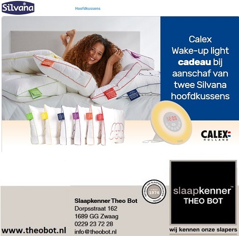 Silvana Support hoofdkussen actie Clex Wake Up lamp cadeau bij 2 hoofdkussens tot 31 december 2019