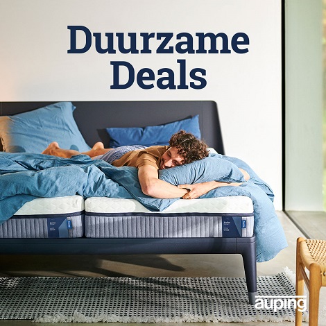 Auping duurzame deals korting op bed noa, auronde, original, essential tot 6 juni