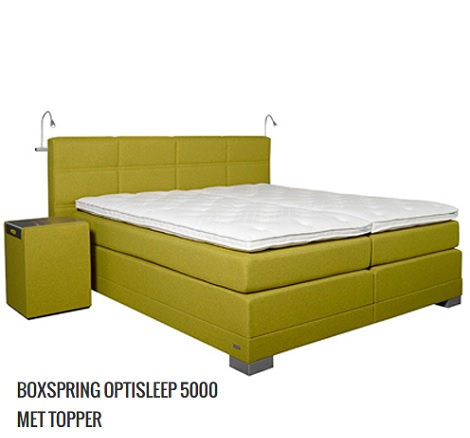 Optisleep_5000_geblokt_boxspring_hocker_bedlamp_dienblad_lime_groen_hoorn