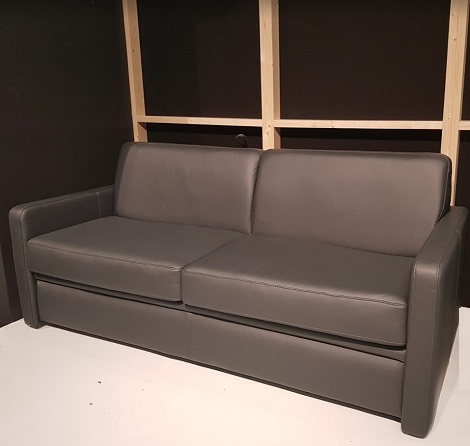 slaapbank leer zwart, 140 breed, tweepersoons, sofabed