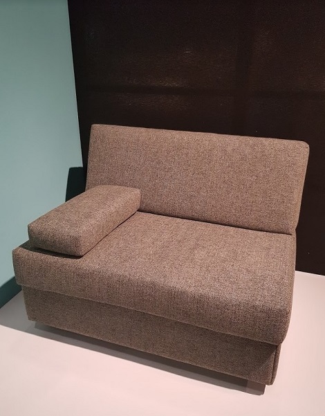 slaapbank eenpersoons met kussen, bruine stof, sofabed